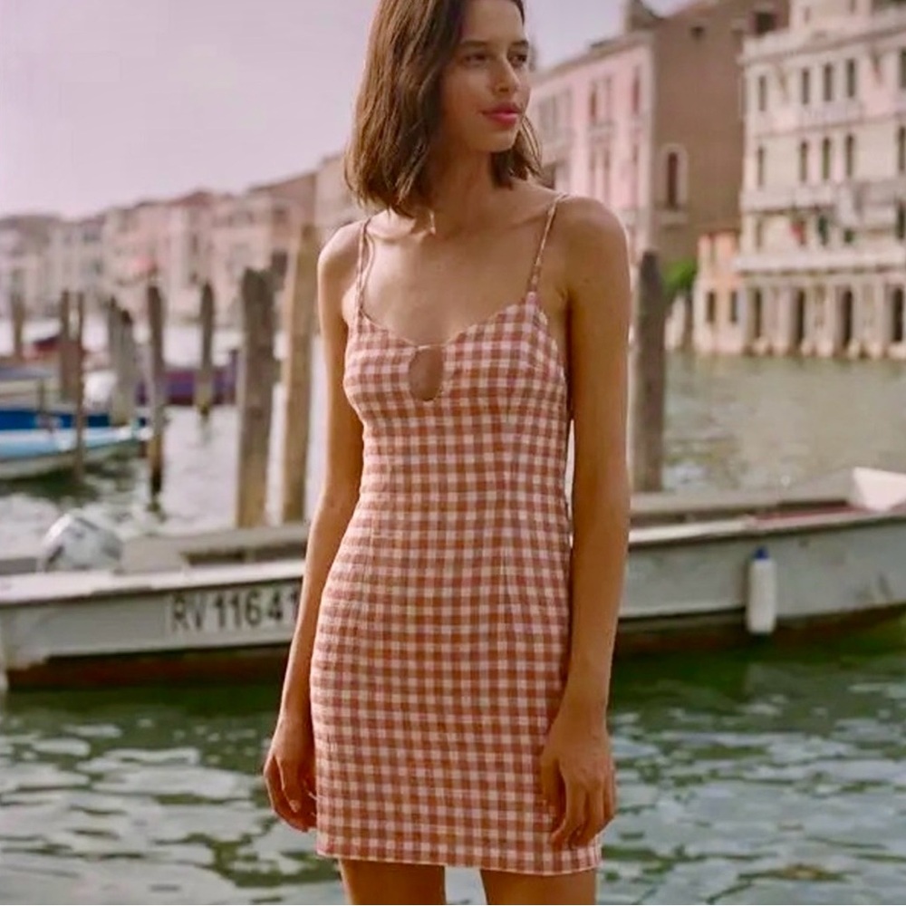 Paloma Wool Pink and White Gingham Mini Dress